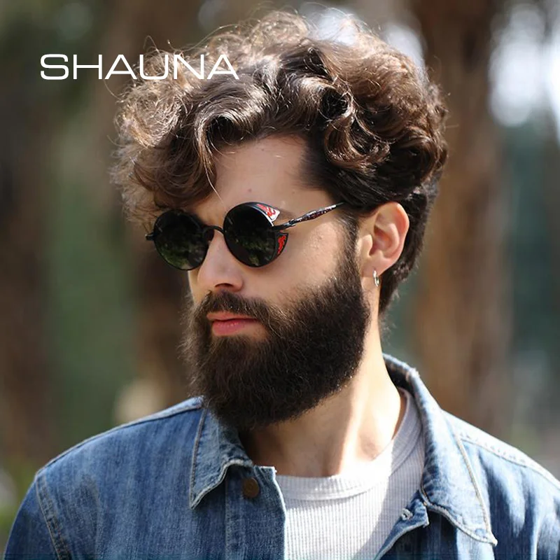 Винтажные очки shauna мужские стимпанк Солнцезащитные очки Модные Круглые Солнцезащитные очки женские металлические очки с резной оправой солнцезащитные очки UV400