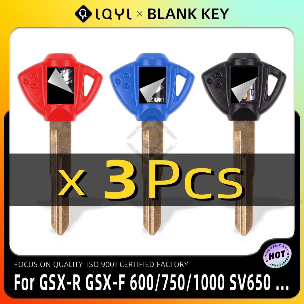 3Pcs Motorcycle Key Uncut Blank Replacement Keys For Suzuki GSX600F GSR750 GSX750F GSXR600 GSXR750 GSXR1000 GSXR1300 SV650 GSX-R