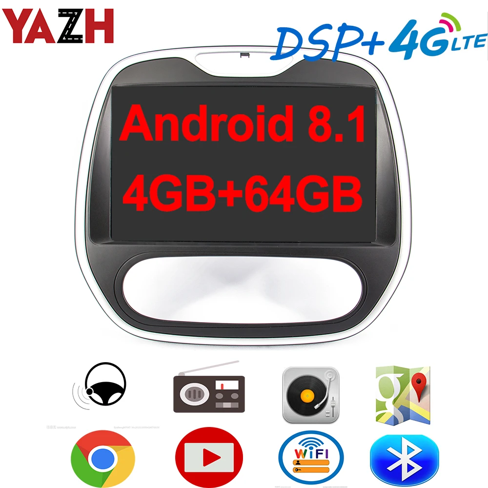 YAZH 9,0 ”ips Android 8,1 Авторадио плеер для Dacia/Renault Captur/samsung QM3 2011-(Руководство A/C) с 4 Гб 64 Гб Octa Core