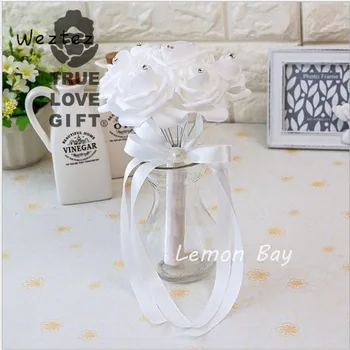 

PE Bridal Bouquet Rose Bridesmaid Wedding Foam Flowers Rose Ribbon Fake Wedding Bouquet SPH149