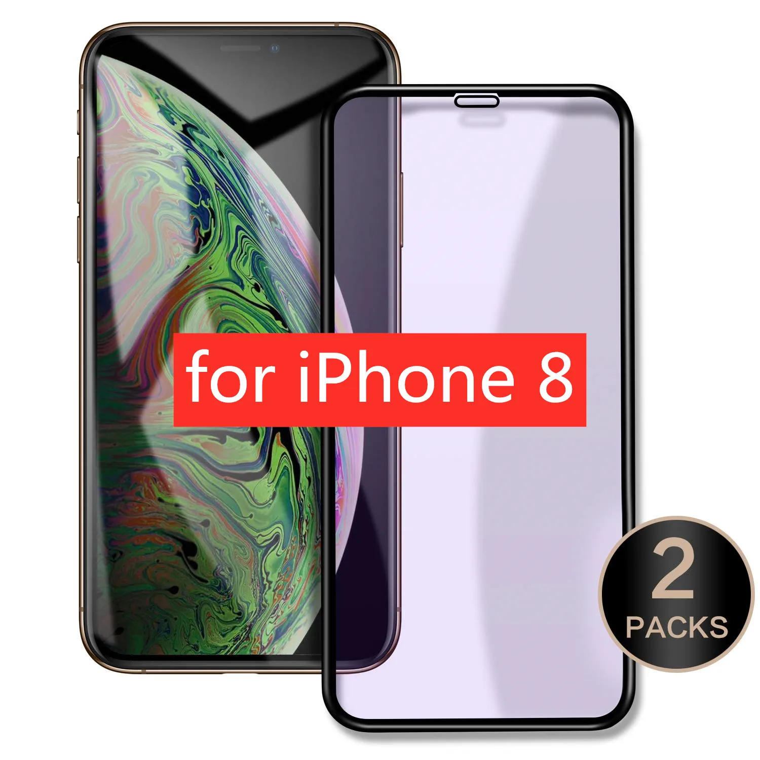 [2 шт] протектор экрана из закаленного стекла для iPhone Xs Max XR 8 8 Plus анти-синий луч 3D изогнутая поверхность стеклянная пленка 3D Touch - Цвет: i8