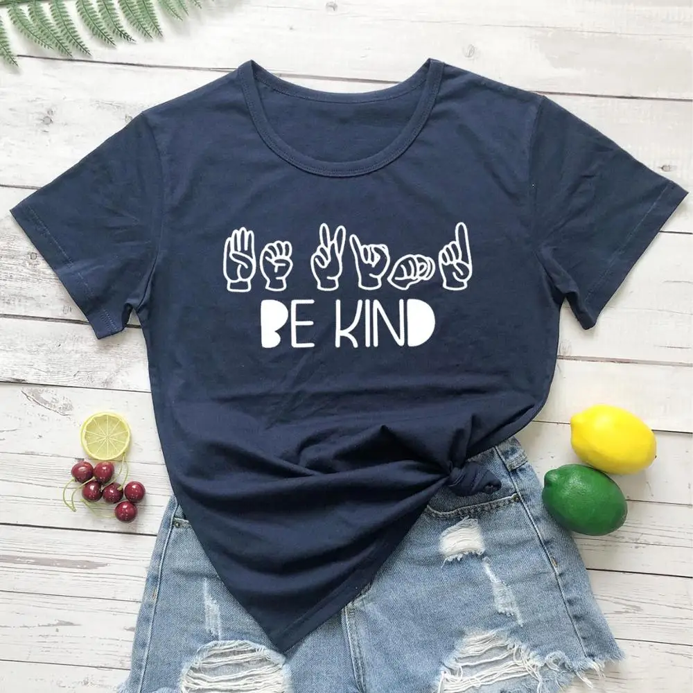 Женская футболка с надписью Be Kind хлопковая топ для вечеринок M192 | одежда