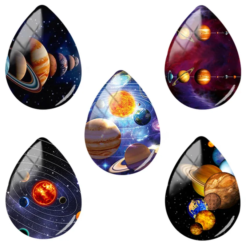 JWEIJIAO Galaxy Space Solar System Nine Planet ручная работа Кабошон 18x25 мм DIY стеклянный кабошон с