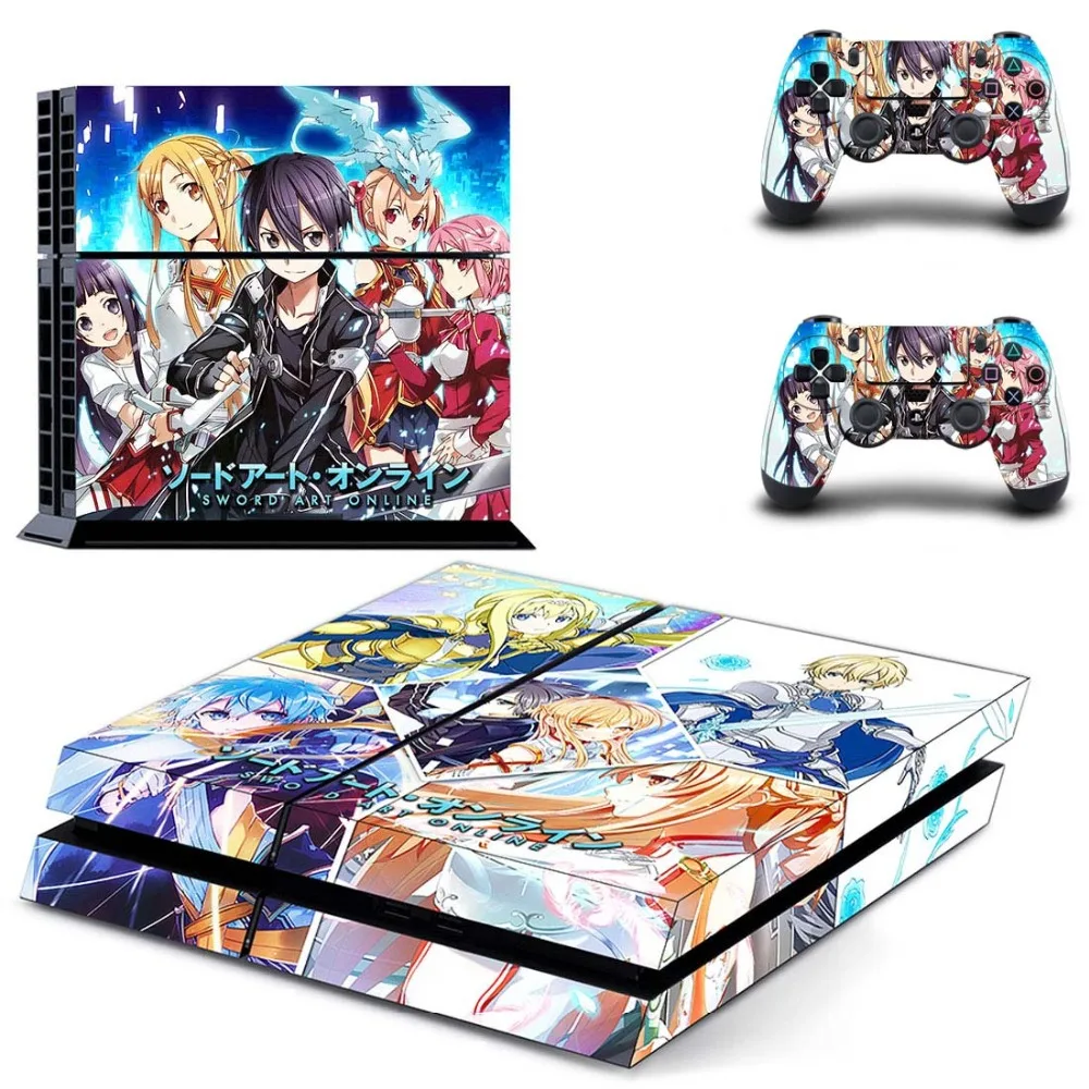 Sword Art онлайн SAO полное покрытие лицевые панели наклейка для PS4 Наклейка для playstation 4 консоль и контроллеры наклейка для PS4 виниловая наклейка