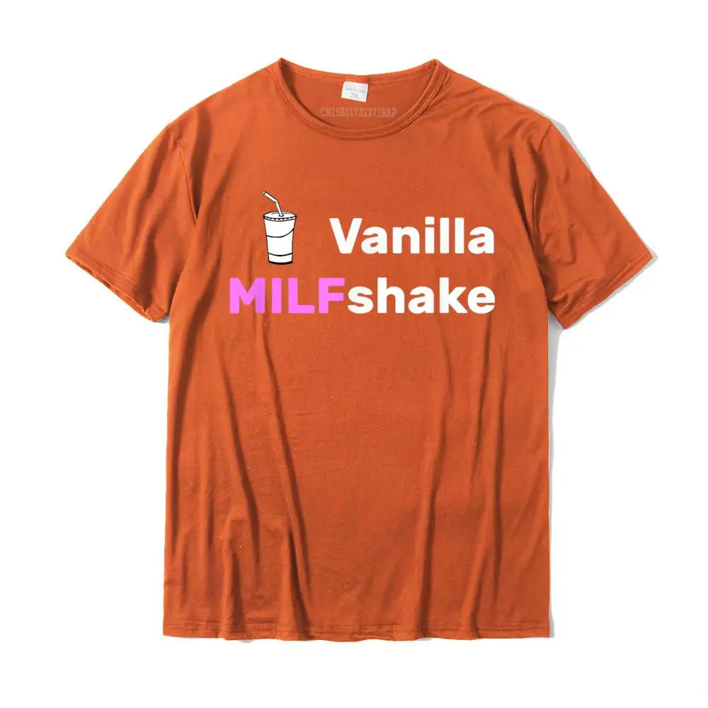 PrintedFunny Short Sleeve Tops Shirts Autumn Prevalent Round Collar Cotton Tees Men T-shirts Simple Style  Drop Shipping Vanilla MILFshake - Funny Hot Mom Milf T-Shirt__MZ16288 orange