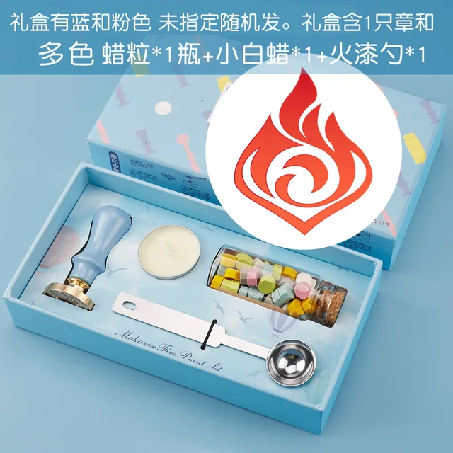 Cartoon Genshin Impact Seal Flower Seal Wax Seal  Anime Figure Game  Ganyu Keqing Wendi Xiao 7 Element Weapons Eye of God Seal Red