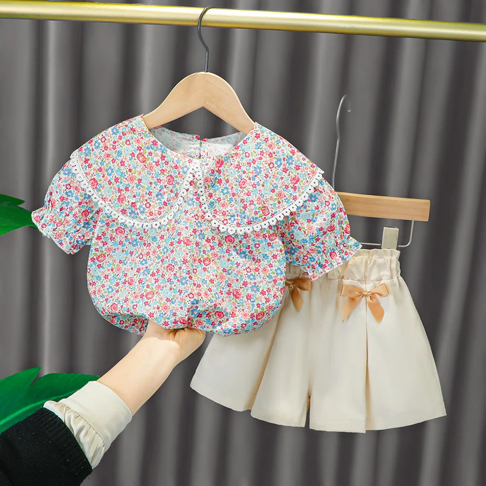 

Summer Baby Girls Clothes Casual Fashion Flower T-Shirt Pants 2pcs Suits for Infant Baby Girl Clothing Set Toddler Outfits