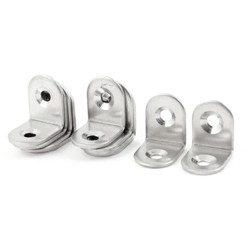 

10 Pcs 20mm x 20mm Round End 90 Degree Corner Bracket Silver Tone