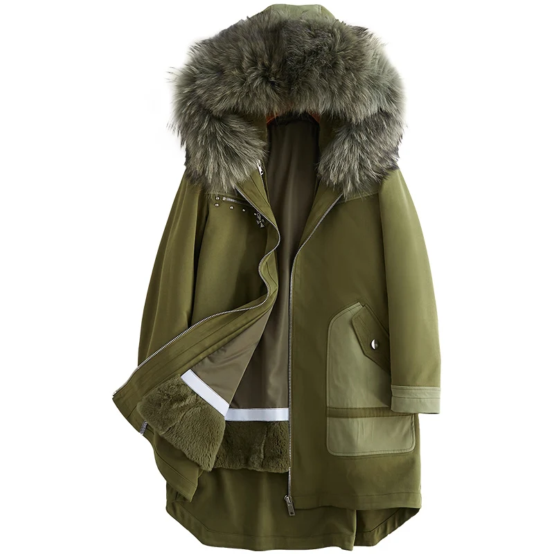 

2020 New Fault Code Suit-dress Raccoon Heavy Seta Lead Send Overcome Thickening Wind Resistance Keep Warm Leather And Fur