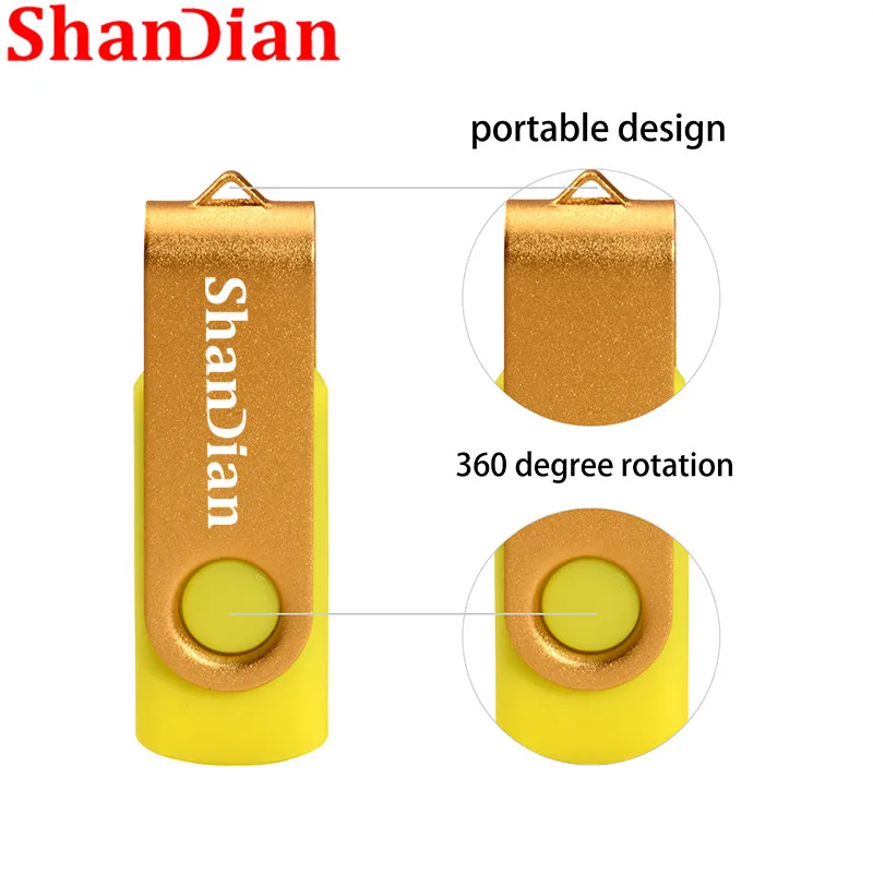 SHANDIAN новые USB флеш-накопители поворотные внешние флешки 64 ГБ 32 ГБ 16 ГБ 8 ГБ 4 ГБ карта памяти usb креативная флешка