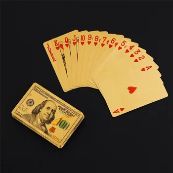 

Durable Water Resistant Playing Cards Euro Dollar Design Poler Cards Outdoor Toy Creative Black Gold Collective Playing Cards