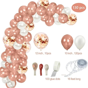

132pcs Rose Gold Balloons Confetti Set Chrome ballon Birthday deco Party Wedding Decoration Wedding Anniversary globals Metallic