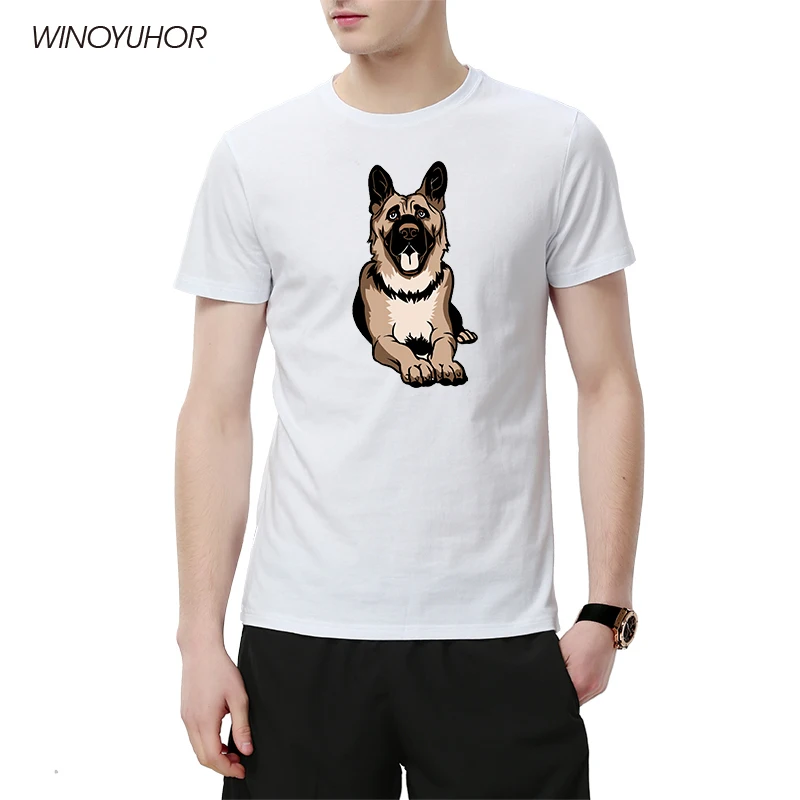 Malinois T Shirts Men Pure Cotton Casual T-Shirt Round Collar Belgian Dog Tees Short Sleeve Clothes Graphic Tops Oversize | Мужская