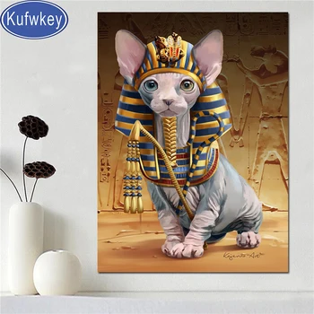 

rhinestone painting Egypt sphynx 5d diy diamond painting cross stitch full drill cute cat diamond embroidery mosaic animal art,