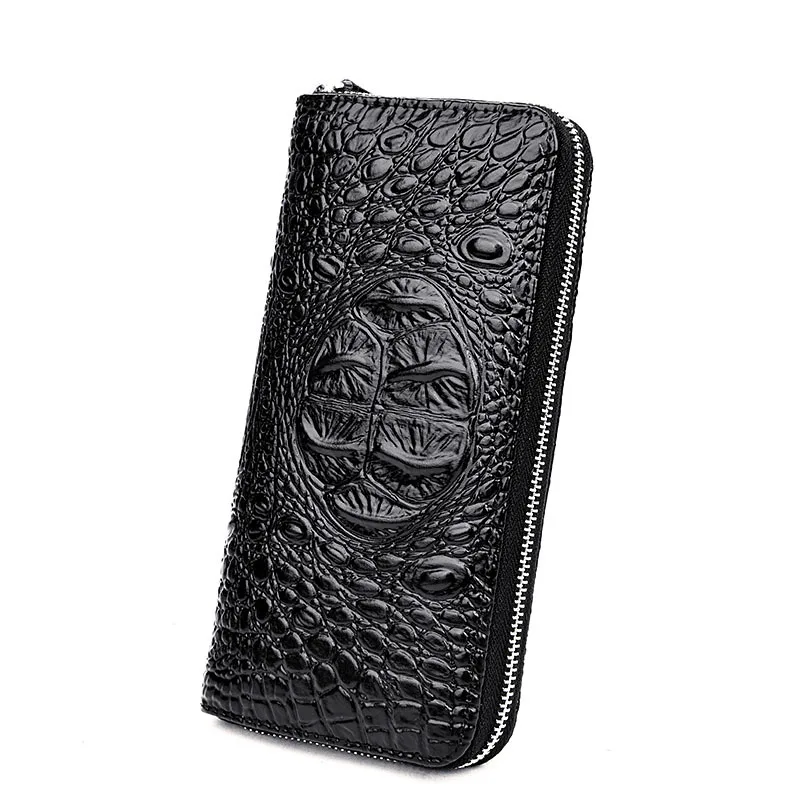 

2019 Hot Selling Men Long Wallet Crocodile Pattern Clutch Double Zipper Business Mobile Phone Bag Card Bit More Trendy Bag