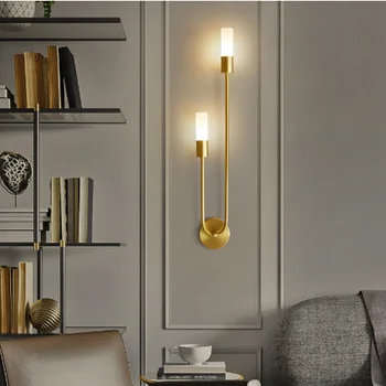 

Modern Led Wall lamp Nordic Brass Bedroom Bedside Reading Lamps Corridor Stairs Aisle Light Home Decoration Luminaire WJ1012