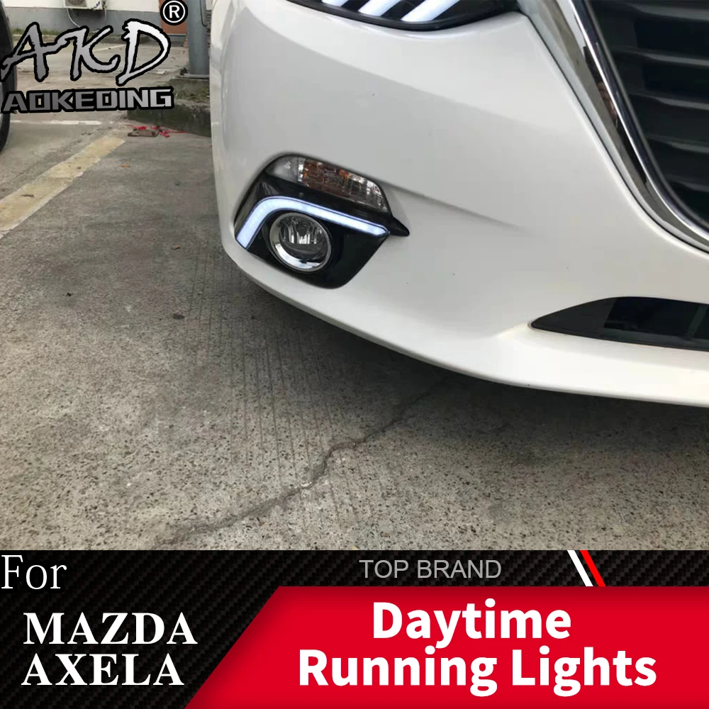 

AKD 2PCS LED Daytime Running Light For Mazda 3 Axela 2014 2015 2016 Flowing Turn Signal Function 12V Car DRL Fog Lamp Decoration