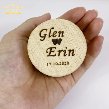 

Wooden Ring Box Jewelry Trinket Storage Customizable Name and Date Rings Bearer Blank DIY