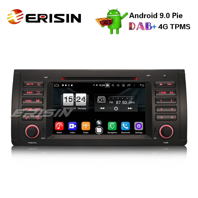 Erisin ES7753B " Восьмиядерный Android 9,0 автомобильный DVD CD плеер gps DTV DAB+ OBD2 для BMW 5 серии E39 E53 X5 M5