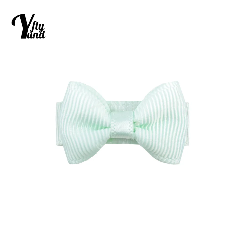 Yundfly 10pcs/lot 3.1 CM Mini Solid Color Ribbon Bows Toddler Hair Clips Cute Princess Bangs Hairpins Baby Headwear Holiday Gift
