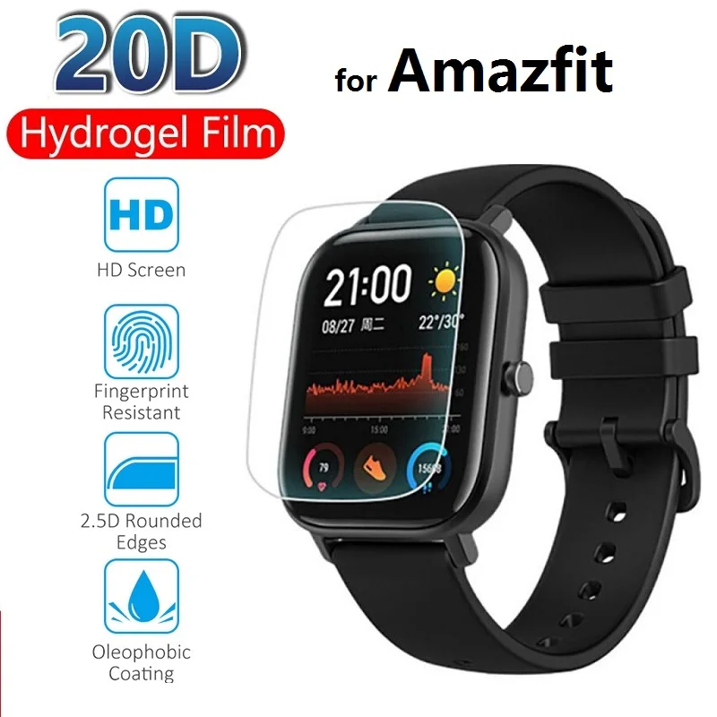 3 piezas Película protectora de hidrogel para Amazfit Bip S U GTR 47mm 42mm GTS 2 Mini 2e (no vidrio templado) lámina protectora de pantalla