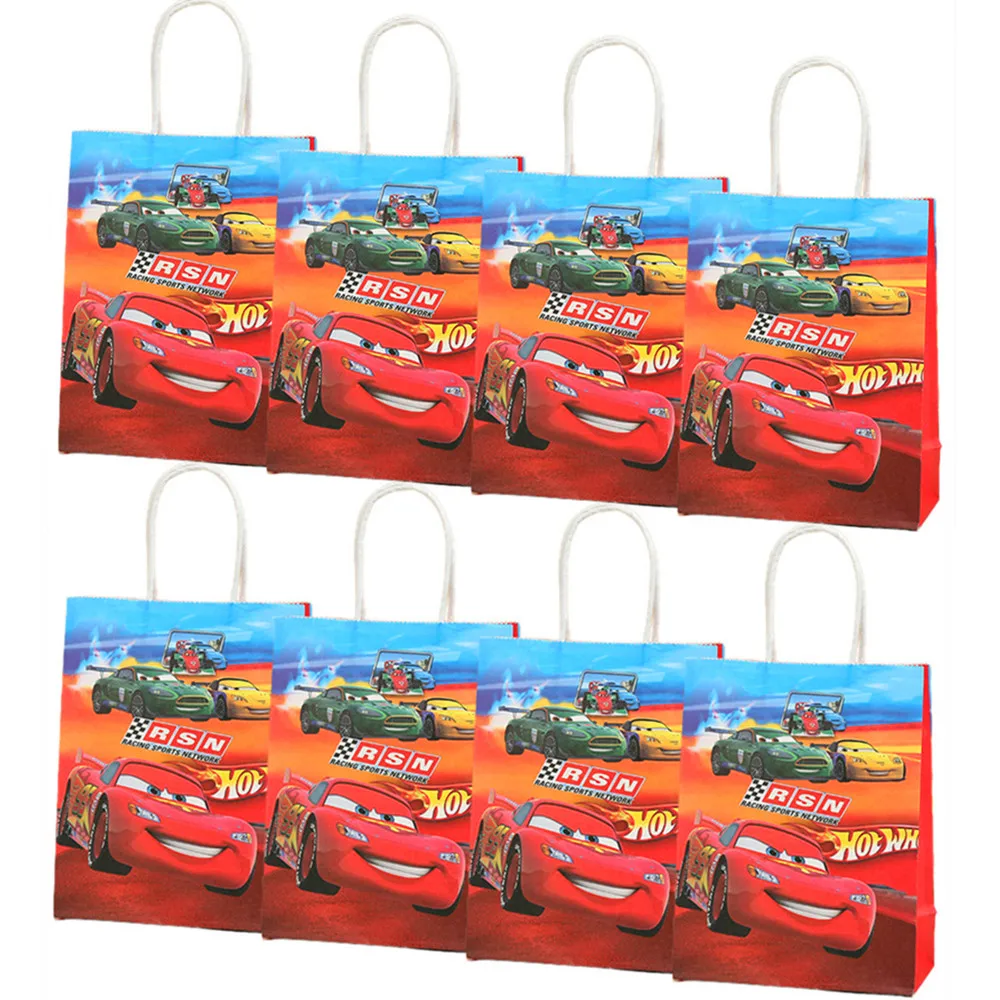 Оптовая продажа, подарочные пакеты Disney Cars McQueen вечерние с ручками для рождества, дня рождения, вечеринки, сувениров, подарочная упаковочная коробка