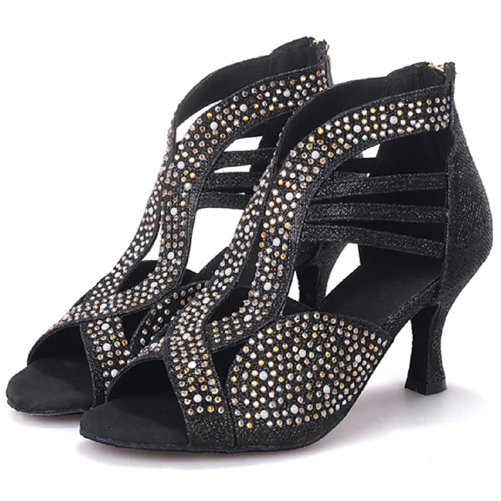 Glitter Ballroom Dance Boots Women`s Latin Salsa Tango Performance