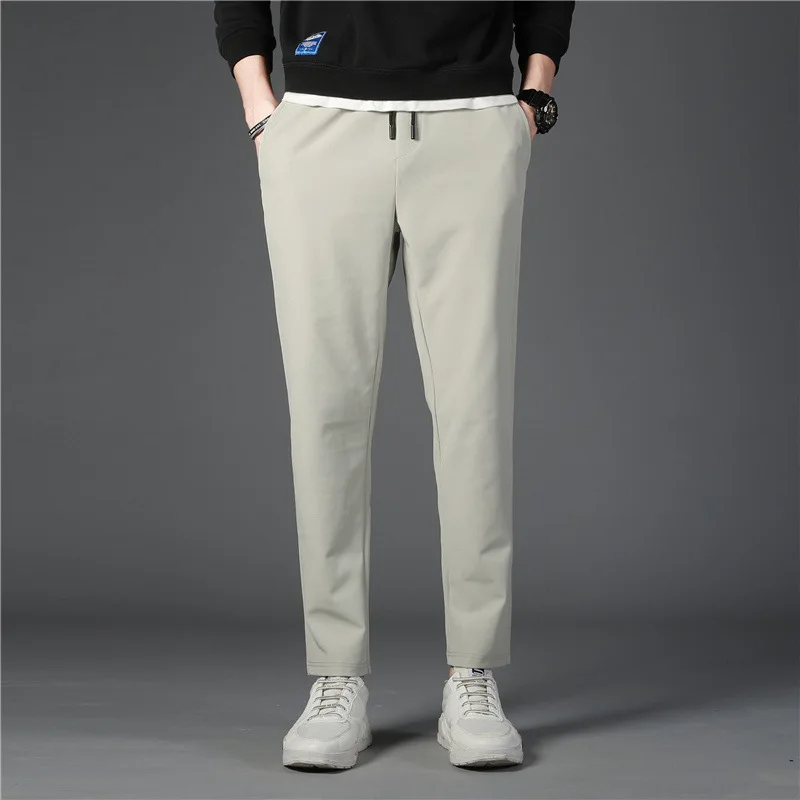 Осень стиль мужские повседневные брюки корейский стиль Slim Fit стильные универсальные спортивные брюки сплошной цвет молодежная мода мужская одежда