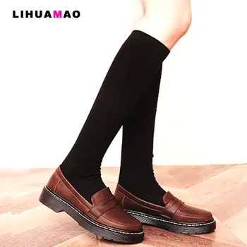 

LIHUAMAO Brown women loafers casual flat shoes round toe comfortbale party work ladies slip on shallow shoes