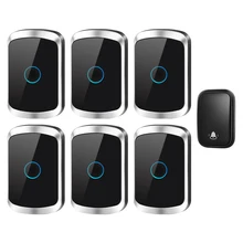 CACAZI Self-powered Waterproof Wireless Doorbell with No Battery US EU UK Plug 1 Button 6 Receiver 60 Chime Smart Home Doorbell smatrul self powered waterproof wireless doorbell no battery eu plug smart home door bell chime 2 button 1 receiver 110db sound