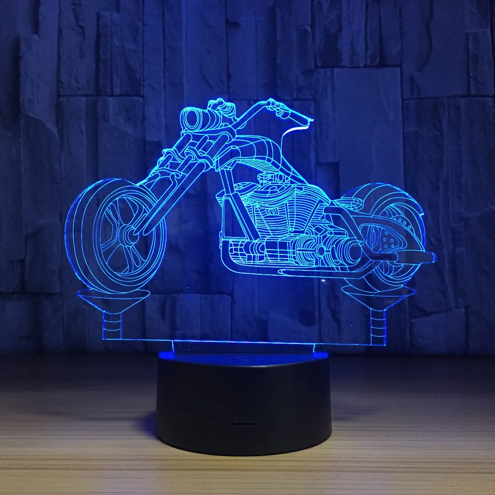  3D Lamp Motorcycle Rider 3d Fast & Furious 8 Novelty Motorcycle Table Lamp Night Lights Led Lampara - 32800778465