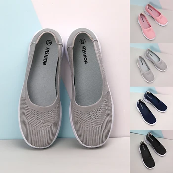 

2020Soft Women Flats Casual Sneakers Breathable Ladies Mesh Slip On Women Vulcanized Shoes Walking Loafer Comfort Footwear