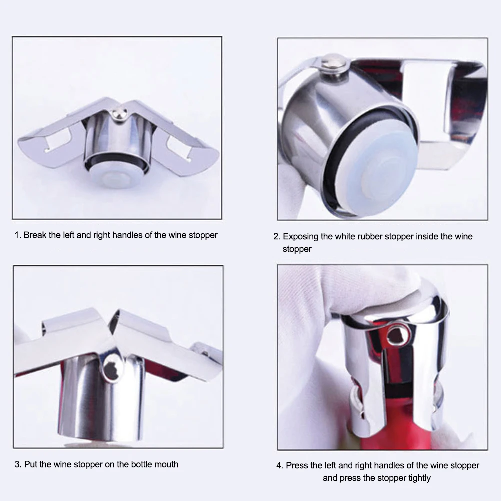 New 1pc Bar Inflatable Sparkling Stainless Steel Champagne Stopper Bottle Stopper Button Anti-Skid Leak Red Wine Wine Stopper