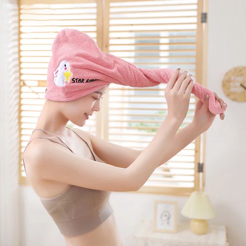 

Fashion Embroidery Women Bath Hair Towel Quick Drying Microfiber Dry Hair Towels For Adults Turban for Drying Hair Home Textile
