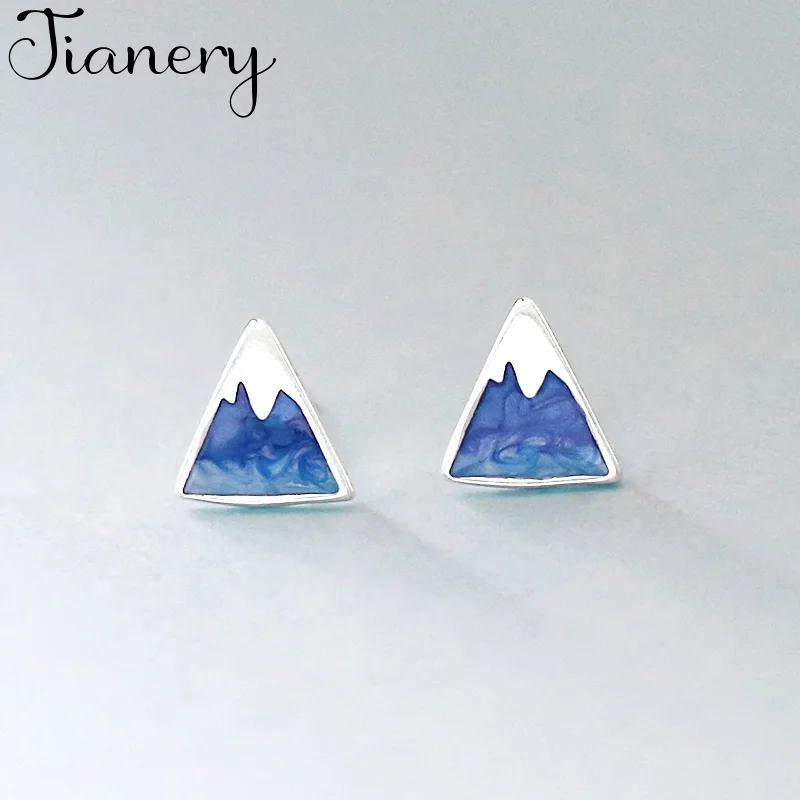 JIANERY/Винтажные 925 пробы серебряные треугольные серьги для женщин, очаровательные ювелирные изделия для свадебной вечеринки, рождественские подарки
