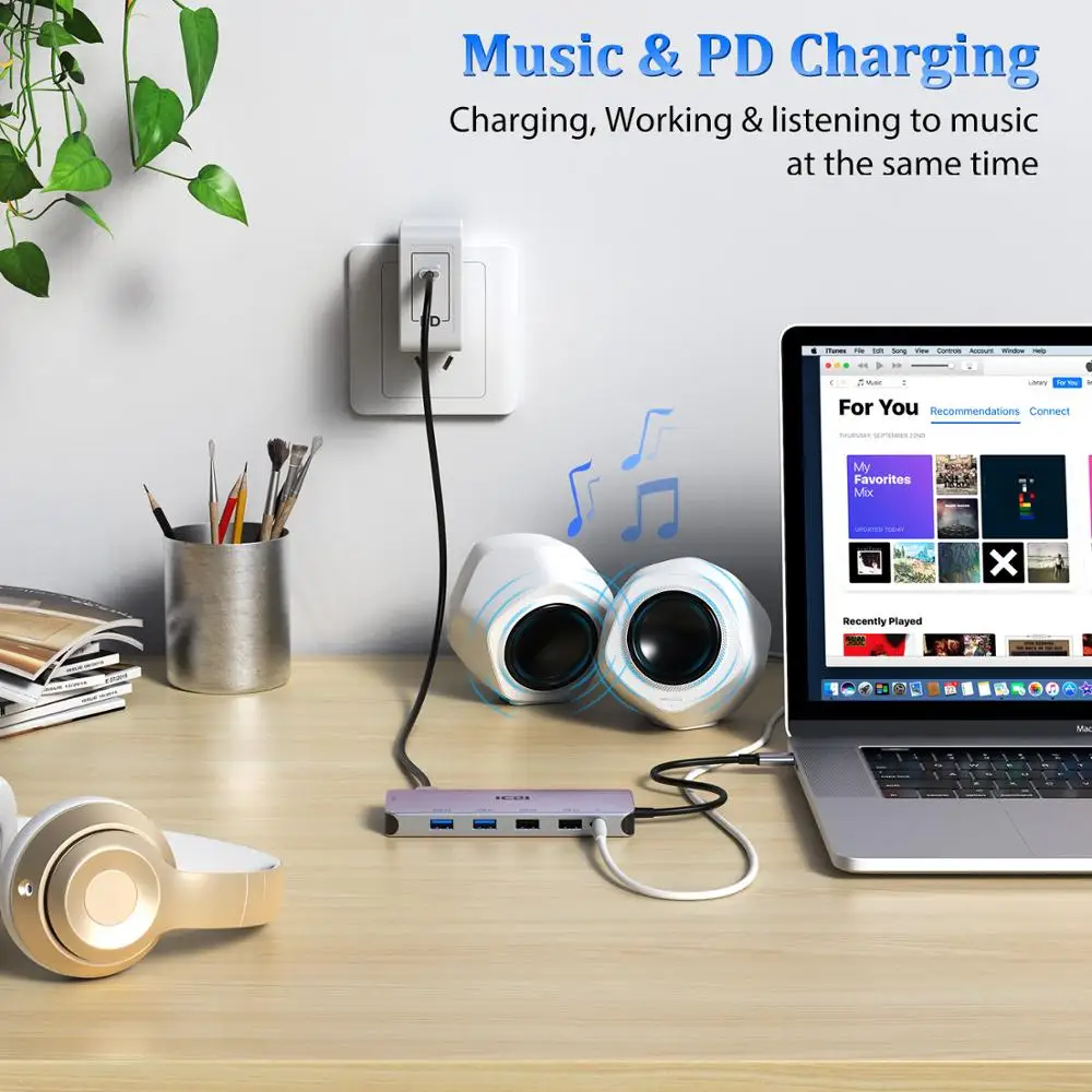 ICZI USB C концентратор типа к HDMI VGA SD TF кардридер 3 0 конвертер для Macbook Pro Pixelbook