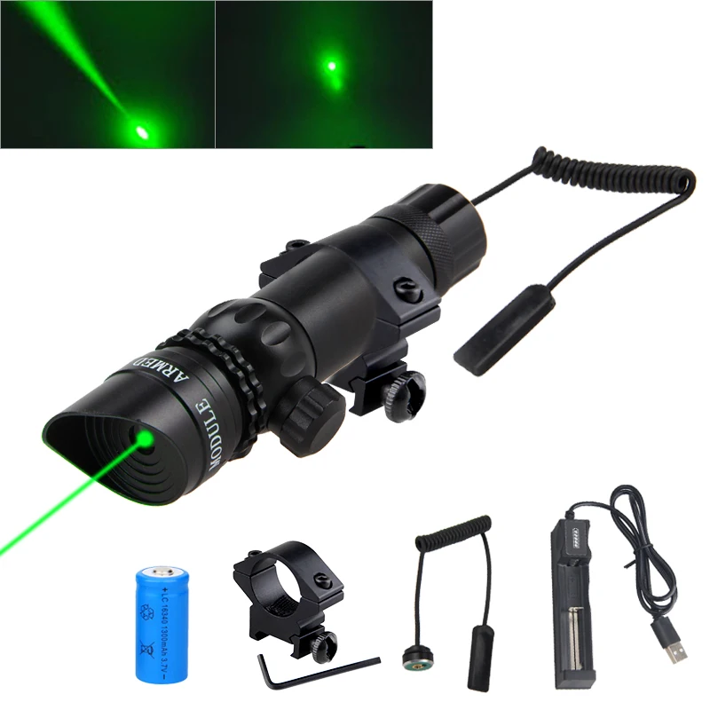Tactical Power 532nm Green/Red Dot Laser Scope 3 Modes Zoomable with Picatinny Rail Mount Barrel Mount Rechargeable for Hunt Rifle Sight 