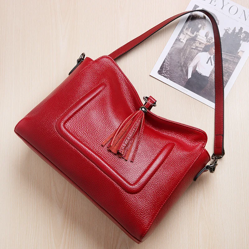 

2019 Spring And Summer New Style Full-grain Leather Large-Volume Women's Europe And America Fashion New Style Bag Manufacturers