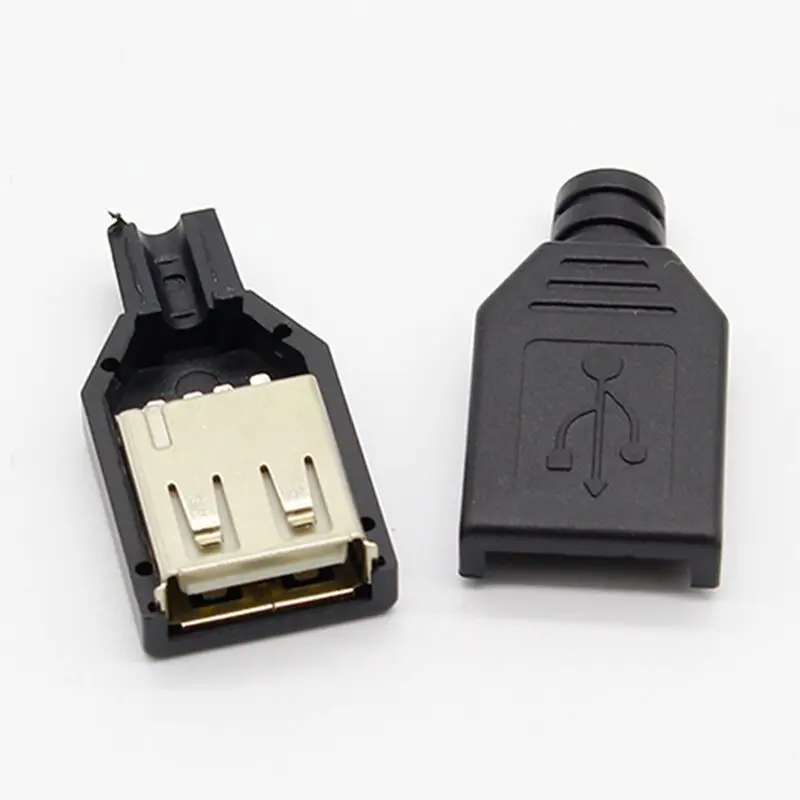 USB 10 шт. Тип у муфтовый стыковочный USB 4 Pin разъем с черной Пластик крышка