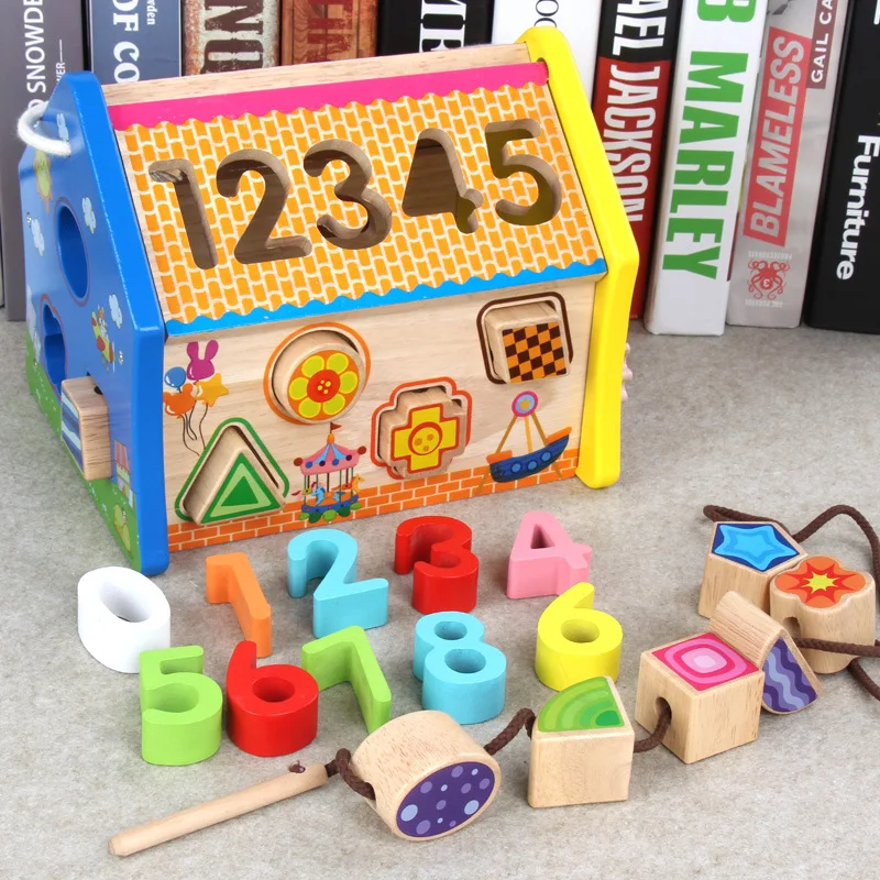

Wooden Multi-functional Acumen Estates Are Children Shape Color Cognitive with Numbers Matching Beaded Bracelet Wearing Rope Clo