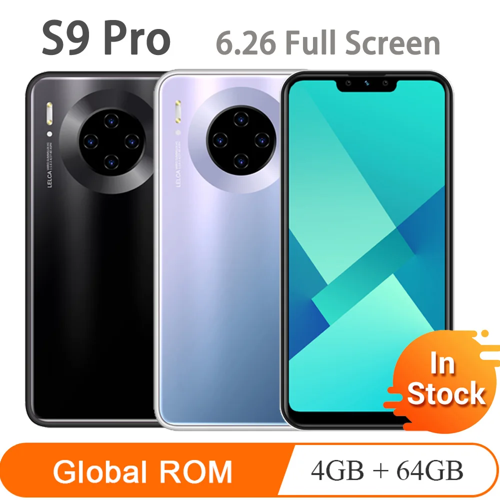 S9 pro 4G RAM 64G ROM MTK6580 четырехъядерный 6 26 дюймовый экран celulares 13MP полный Лицо ID