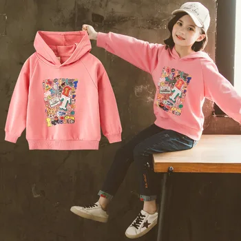 

Teenage Kids Sweatshirt 2020 Spring Print Hoodie Sport Casual Sweatshirt for Girls Tops 8 10 Years Kids Costume Children Clothes