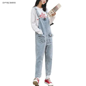 

Streetwear BF Denim Jumpsuit Pants Women 2020 Autumn Loose Casual Jeans Overalls Female Suspender Rompers