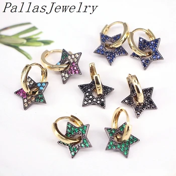 

5Pairs Multi-color CZ Heart/Star Earrings For Women Romantic Cubic Zirconia Earrings Gold Color Party Wedding Jewelry Gift