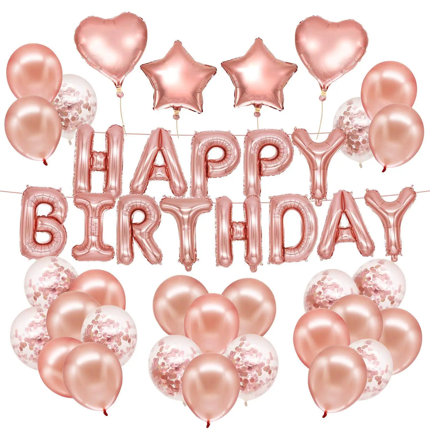 45 розовый золотой день рождения украшения с днем рождения баннер с фольгой шар и рулоны шар лента