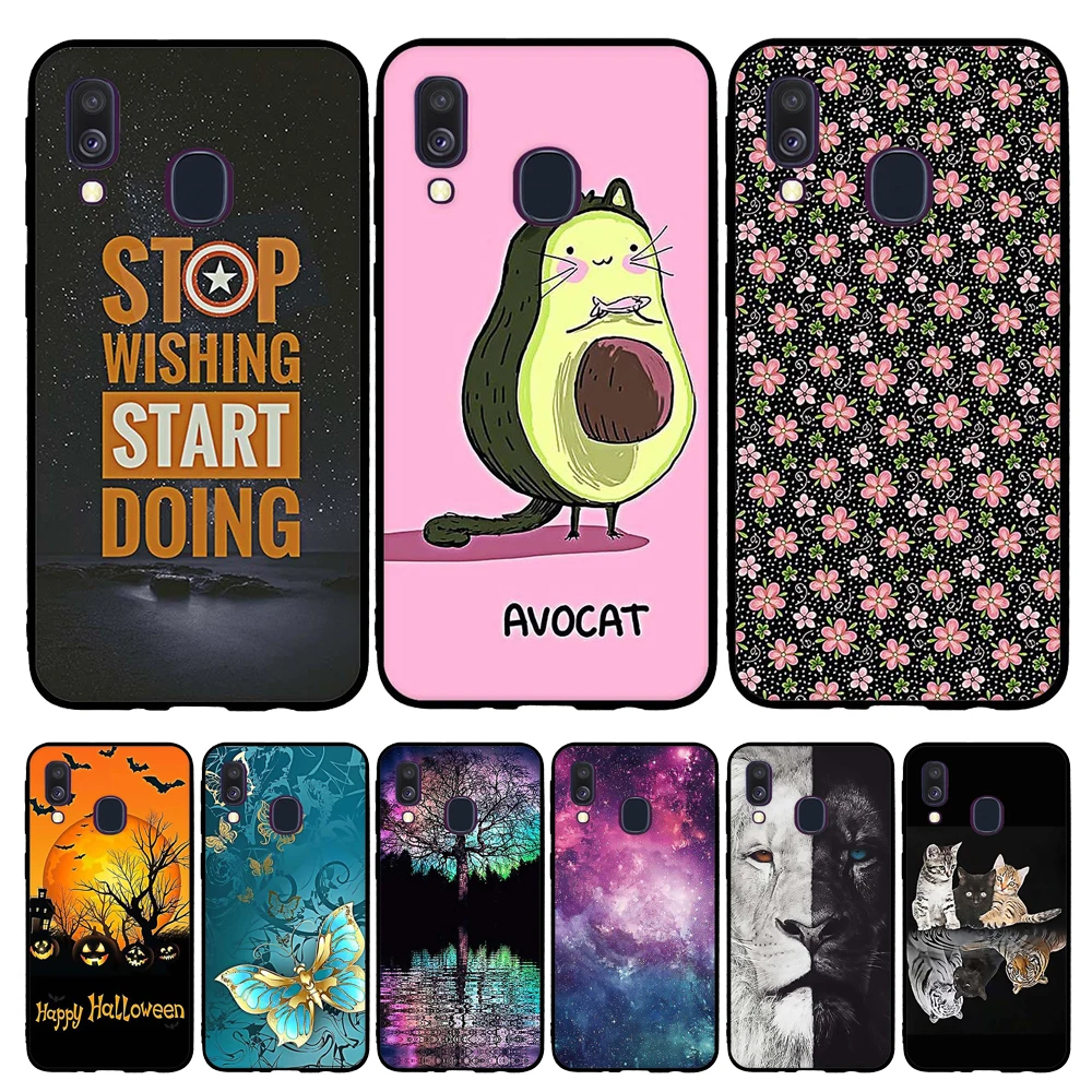 For Samsung Galaxy A40 Case Soft TPU A 40 SM-A405F SM-A405FN SM-A405FM Cover Lion Pattern Shell Capa | Мобильные телефоны и