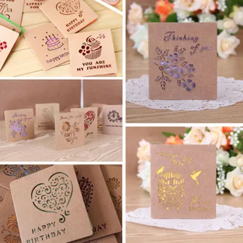 

1Pc Folding Kraft Paper Greeting Card Best Wishes Happy Birthday Blessing Greeting Message DIY Cards Event & Party Supplies