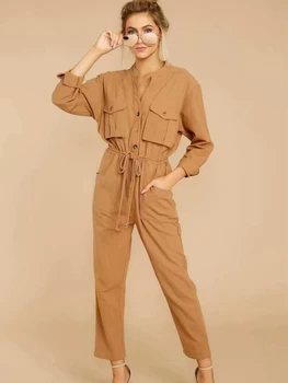

Cotton Romper Women Overalls Jumpsuits High Waist Long Sleeves Ladies Ankle-length Pants Autumn Loose Fashion Streetwear 0231