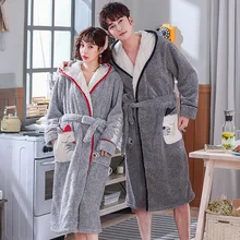 Пижамы для мужчин и женщин; сезон осень-зима; домашние костюмы; утолщенный бархатный кардиган с отворотом для пары; paj