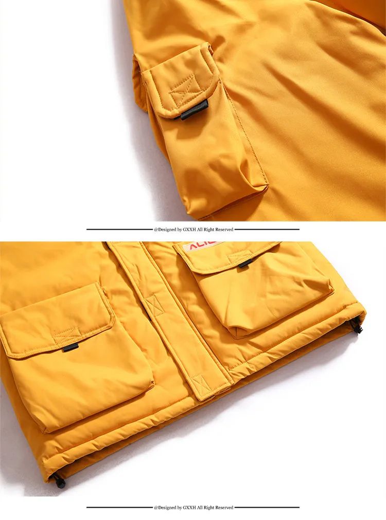 GXXH 7XL 6XL 5XL большая Мужская Зимняя Куртка парка брендовая Толстая Уличная желтая однотонная мужская повседневная стеганая куртка с капюшоном верхняя одежда